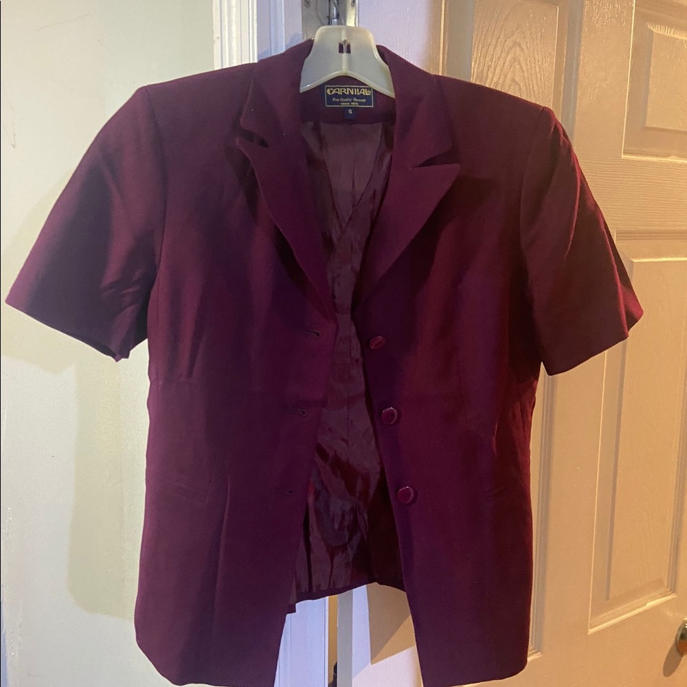 🔥 Vintage rare treasure Carnival‎ burgundy blazer short sleeve